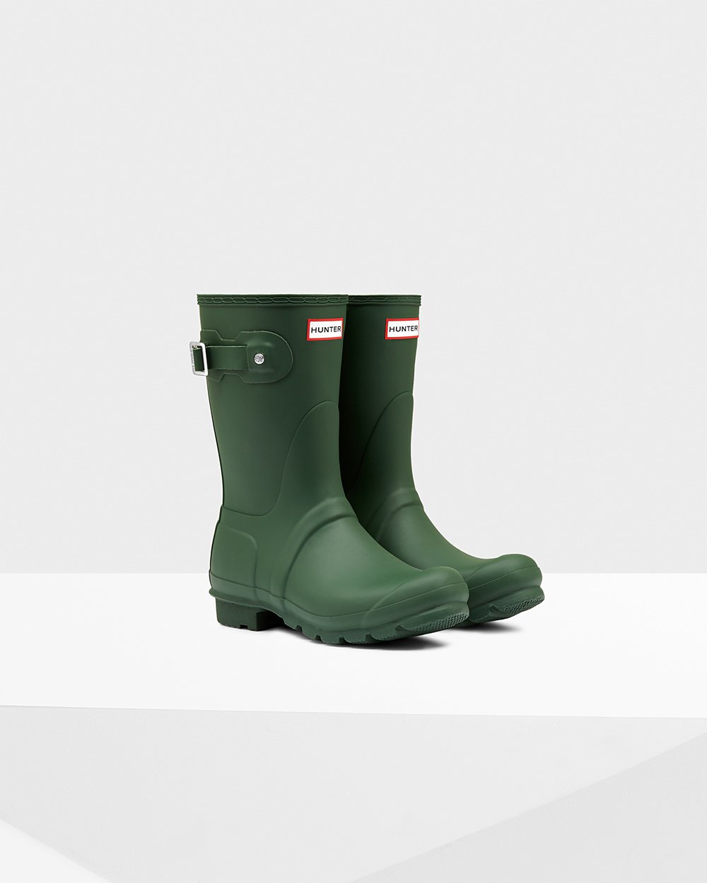 Womens Hunter Short Rain Boots Green - Original - 6325198-LH